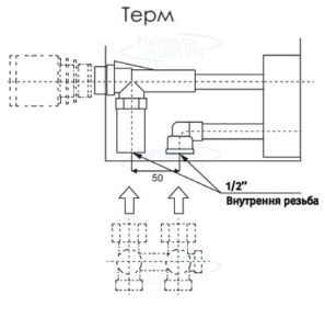 Подключение нижние с термоклапаном 